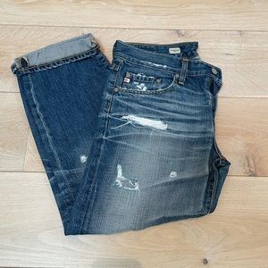 AG Ex-Boyfriend Crop distressed jeans